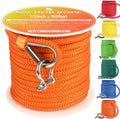 Boat Anchor Rope 100 ft x 1/2 in Orange - Double Braided Anchor Line