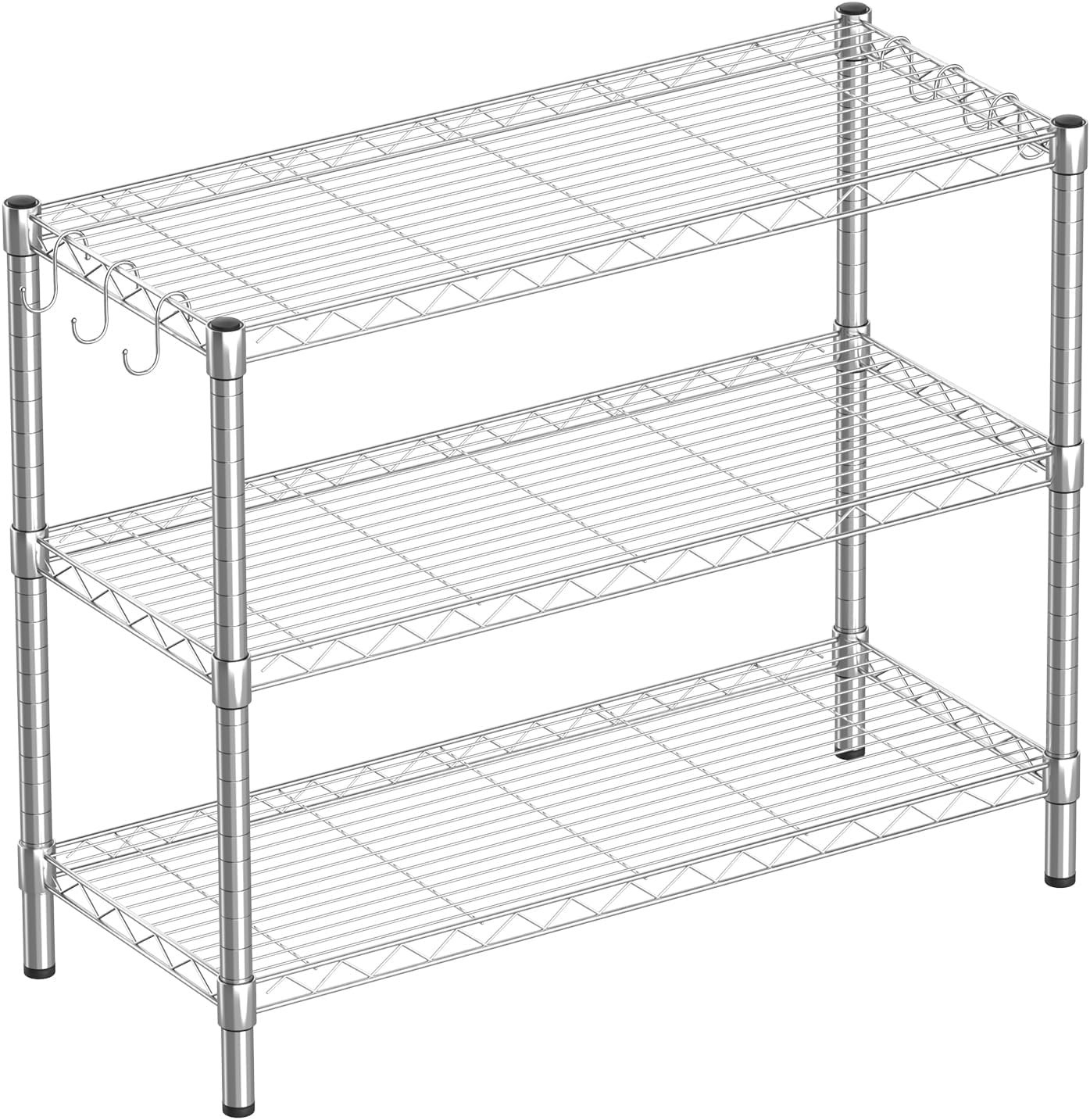3-Shelf Adjustable Metal Shelf Wire Shelving Storage Rack