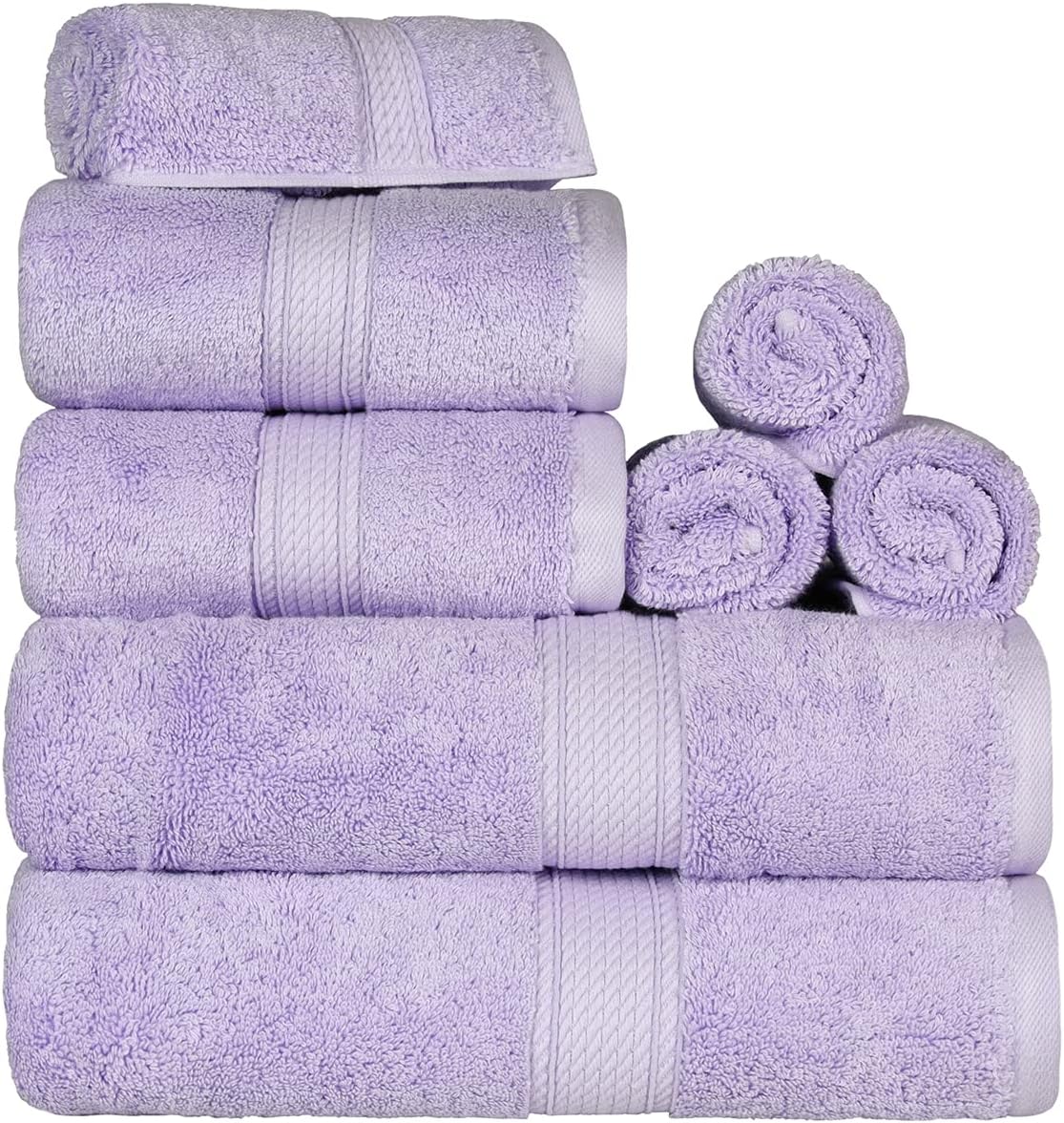 Superior Egyptian Cotton Pile 8 Piece Towel Set for Luxury Bath
