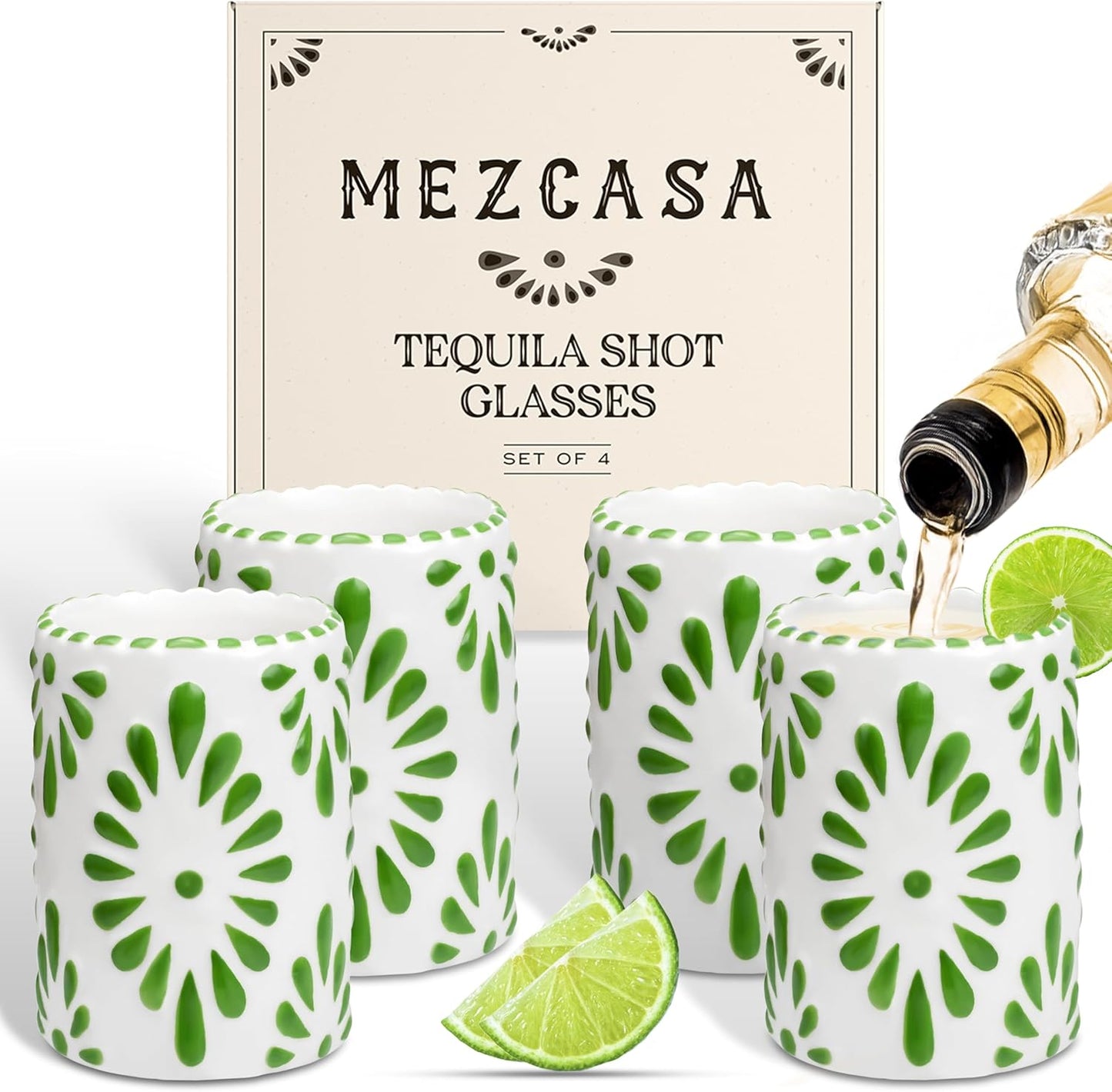 Talavera Shot Glasses Set of 4 - Handmade Ceramic Tequila Gifts
