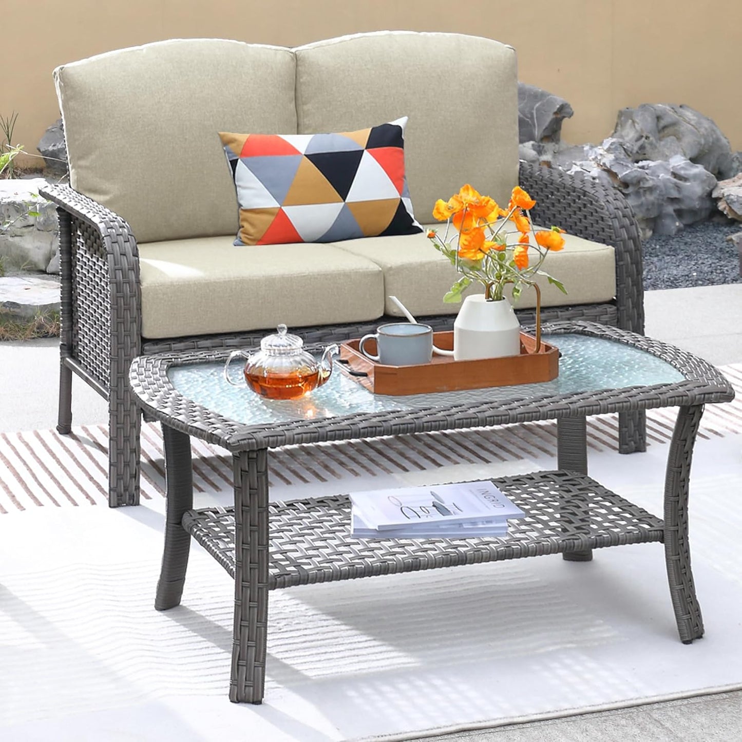 ovios 2 Pieces Patio Furniture Set for Outdoor Comfort
