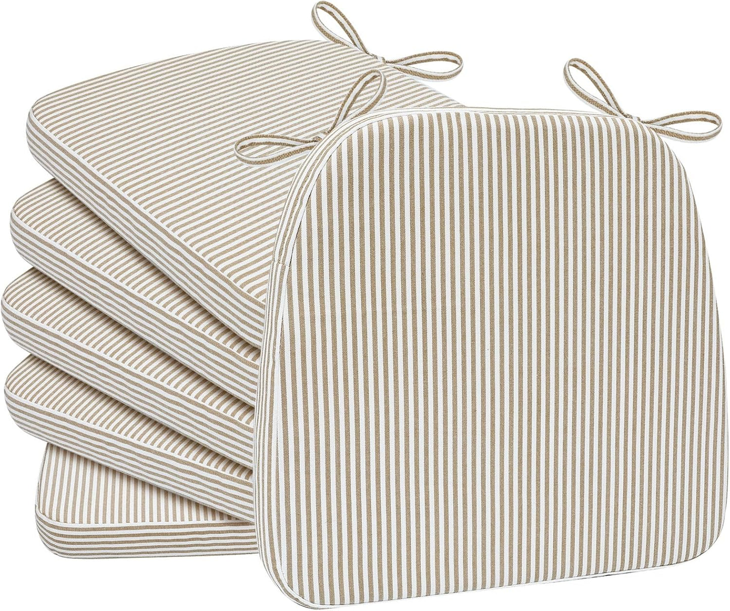 D-Shaped Chair Cushions for Dining, Set of 6, Natural Sand