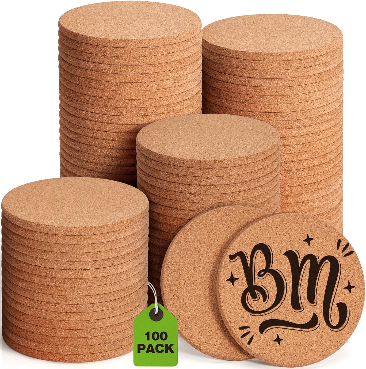 100 Pieces Cork Coasters for Drinks - Perfect for DIY Crafts