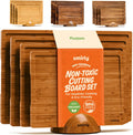 Bamboo Cutting Boards Set of 4 with Holder for Kitchen Use