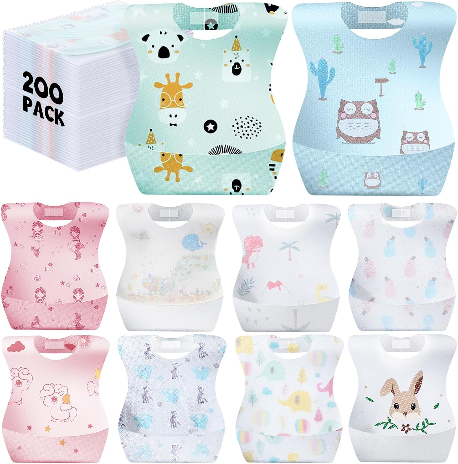 Disposable Baby Bibs Bulk for Toddlers - Soft Food Catcher