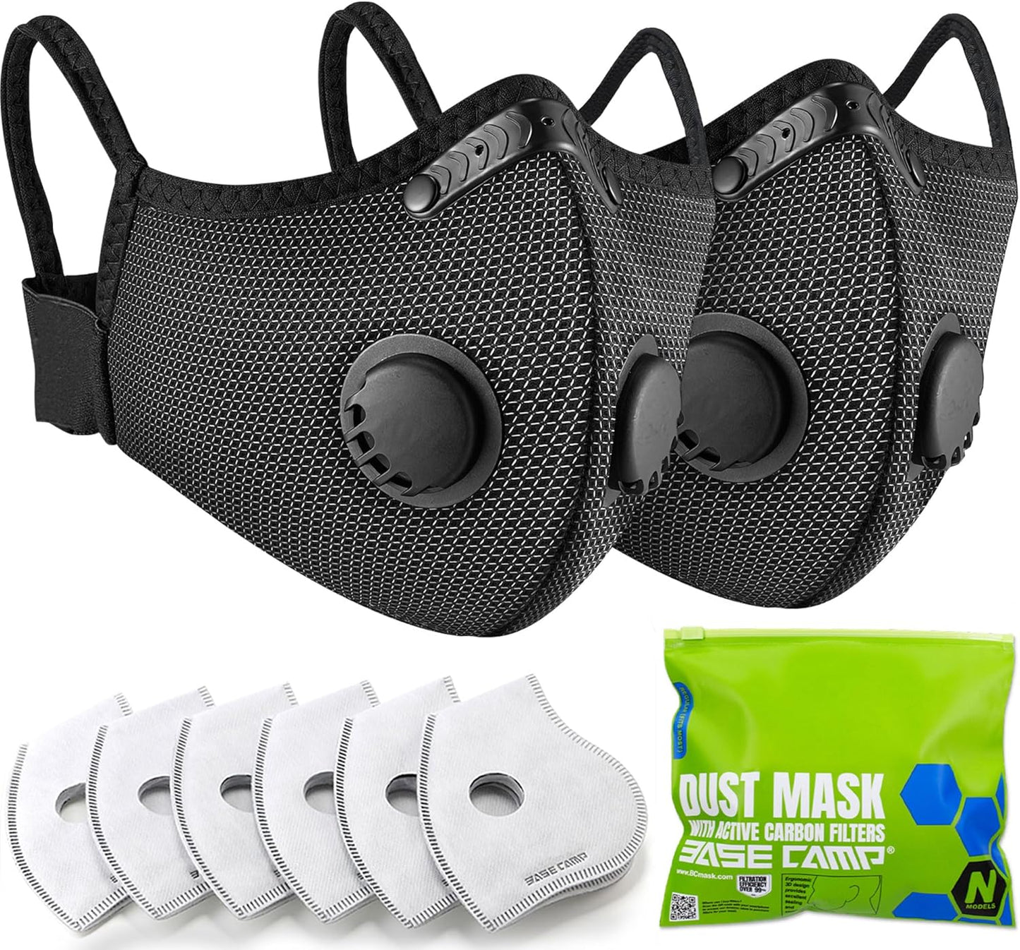 BASE CAMP Upgrade M Plus Dust Mask with 6 Activated Carbon Filters