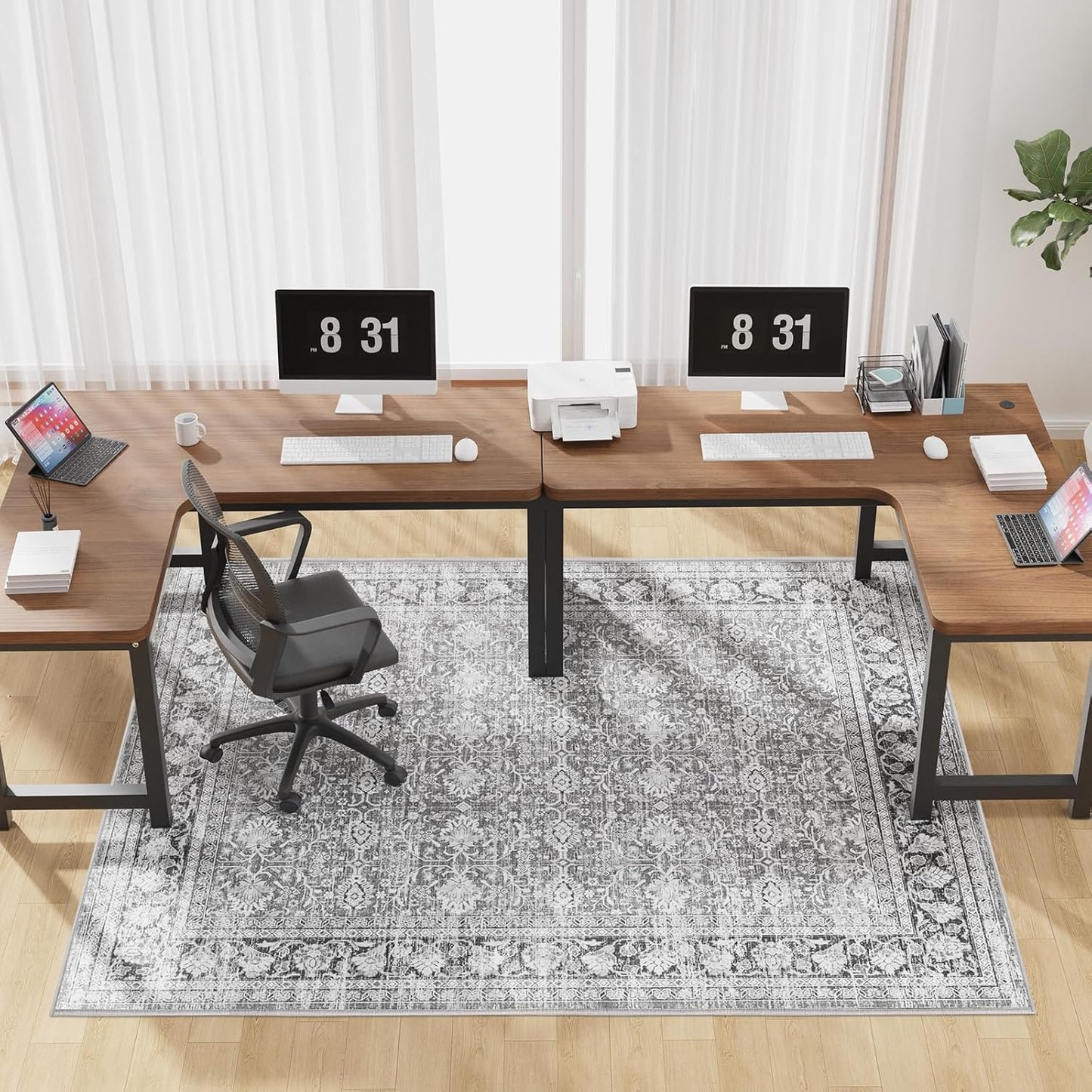 Modern Grey 60in x 75in Hard Floor Chair Mats for Home Office