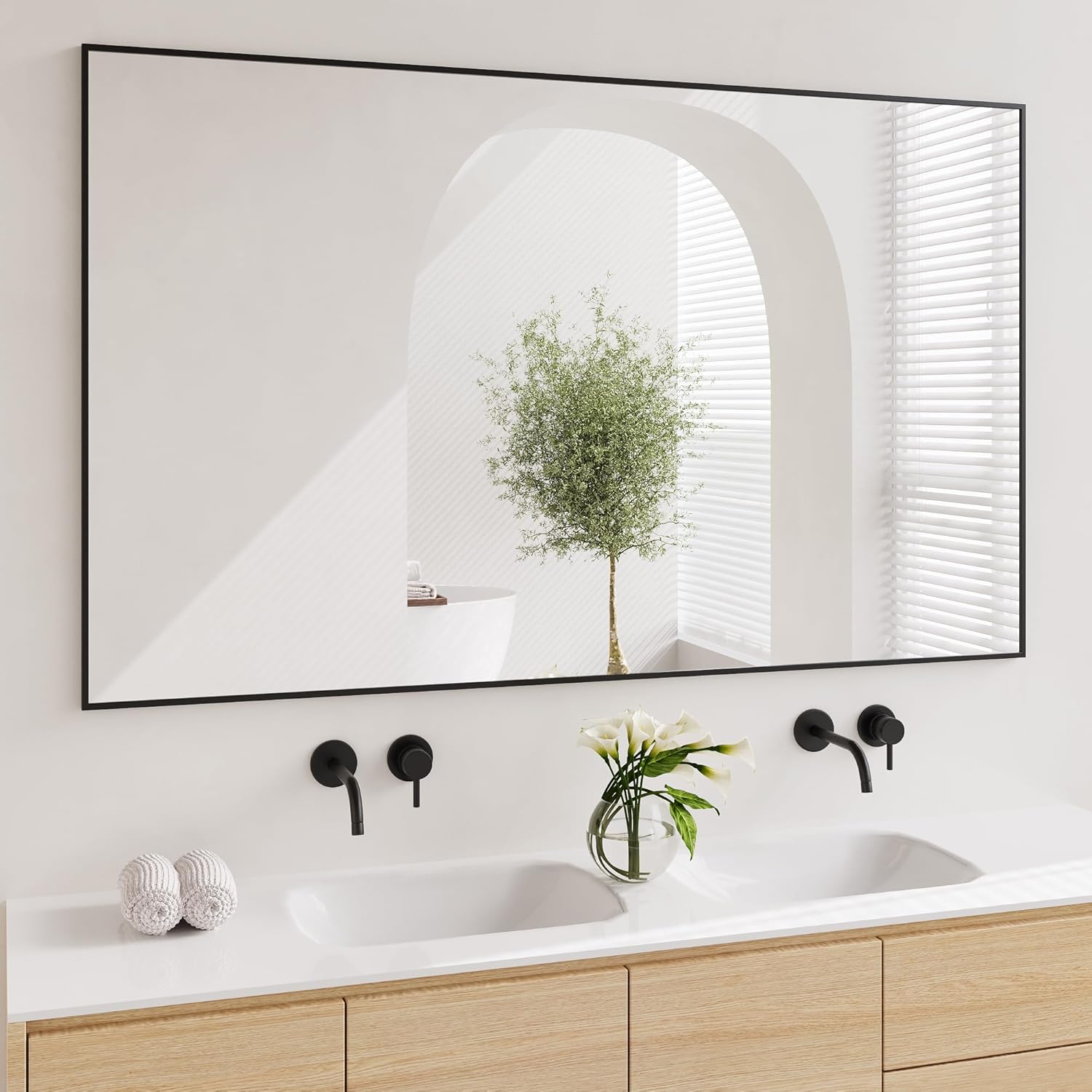 Koonmi Black Bathroom Mirror 36x60 Inch for Stylish Decor