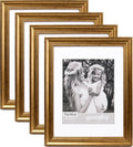 11x14 Gold Picture Frame with Mat for 8x10 Set of 4 - Rustic Gold