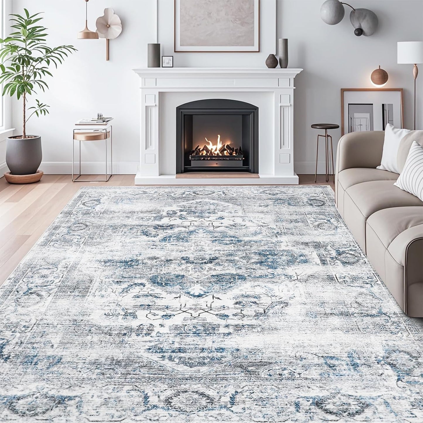 9x12 Area Rugs for Living Room, Vintage Non-Slip Soft Rug