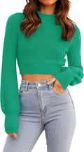 ZESICA Women's Cropped Mock Neck Sweater - Soft Ribbed Fall Top
