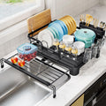 Dish Drying Rack Extendable Over Sink - Large Capacity Counter Drainer