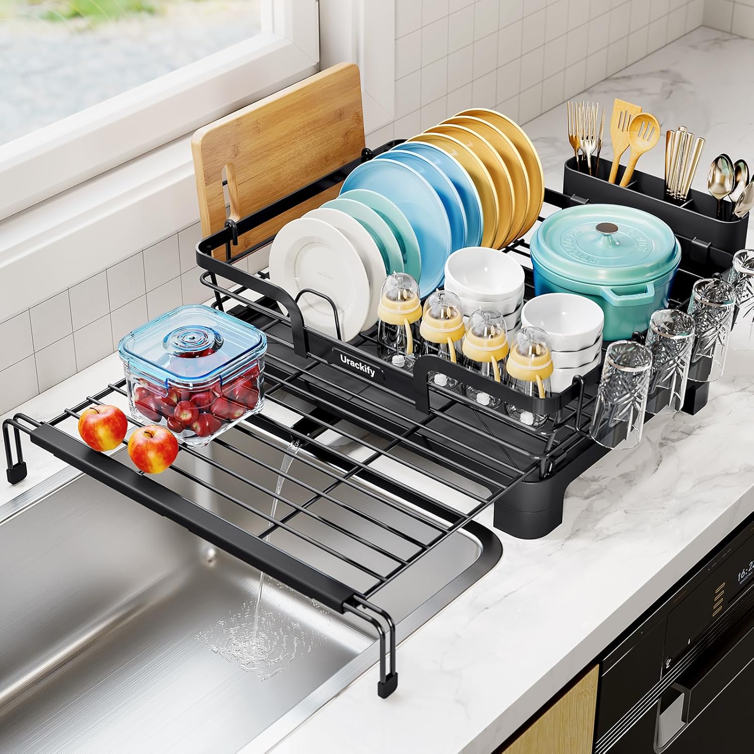 Extendable Dish Drying Rack for Kitchen Counter by Urackify