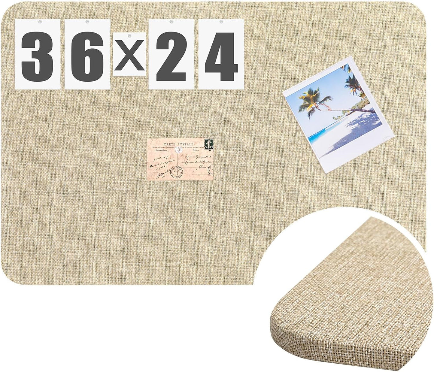 36x24 Linen Fabric Bulletin Board for Walls - Stylish Display