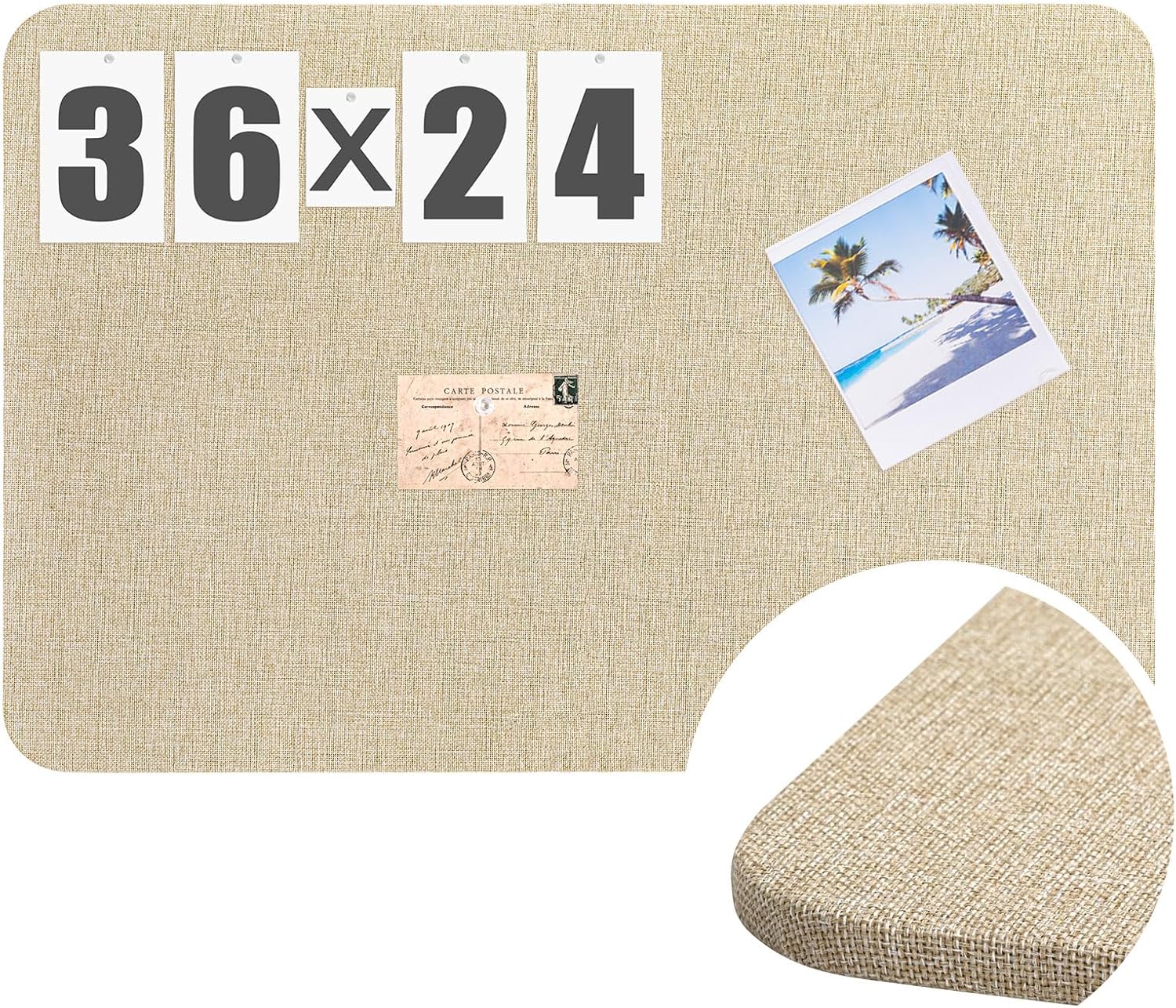 36x24 Linen Fabric Bulletin Board for Walls - Stylish Display