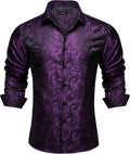 Mens Paisley Silk Dress Shirt - Elegant Jacquard Long Sleeve