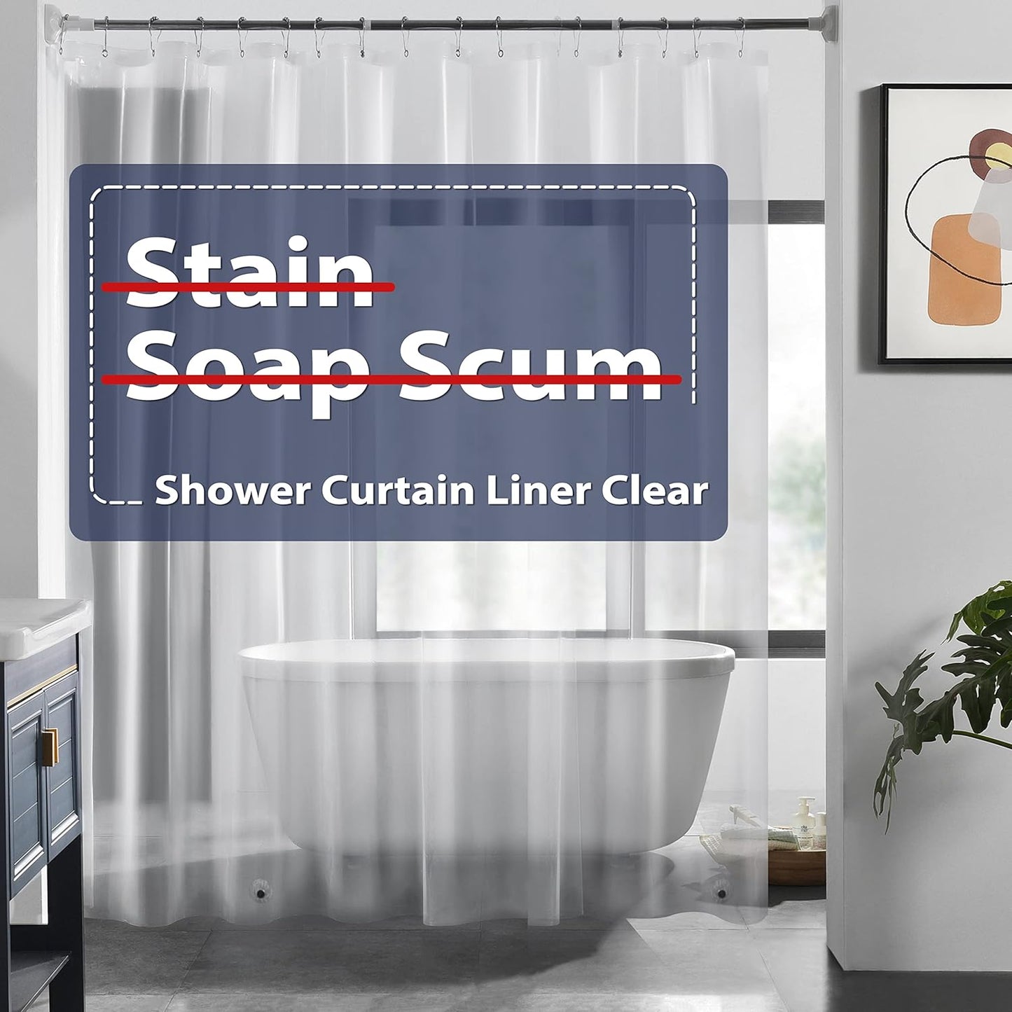 LOVTEX Waterproof Clear Shower Curtain - Lightweight