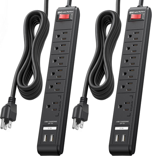 12ft Surge Protector Power Strip with USB Ports - Cable Matters