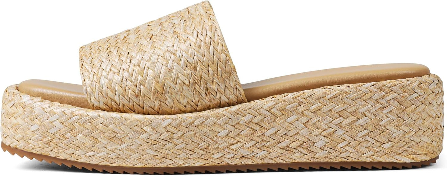 Platform Slip on Espadrille Sandals for Women Wedges Slides