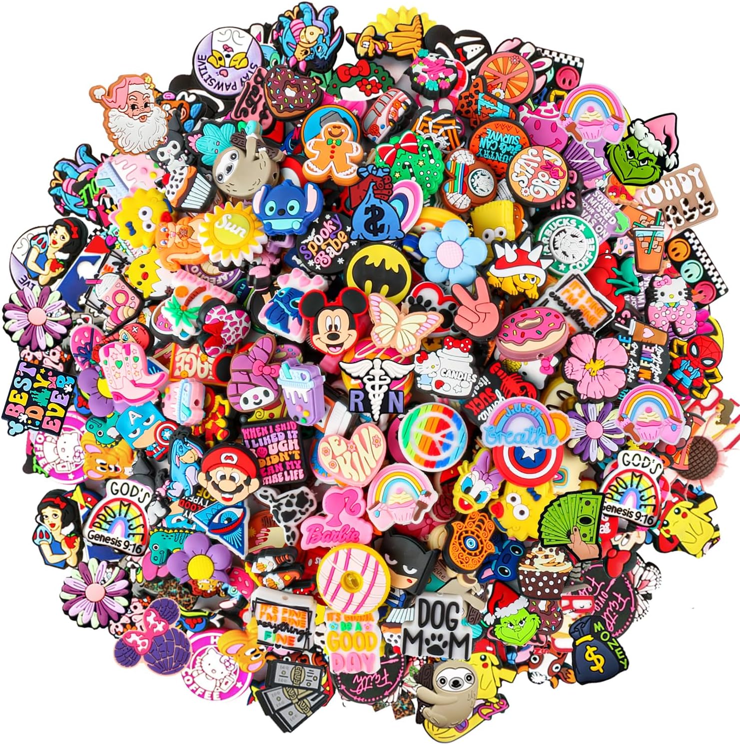 120Pcs Non-Repeat Cartoon Silicone Focal Beads for Crafting
