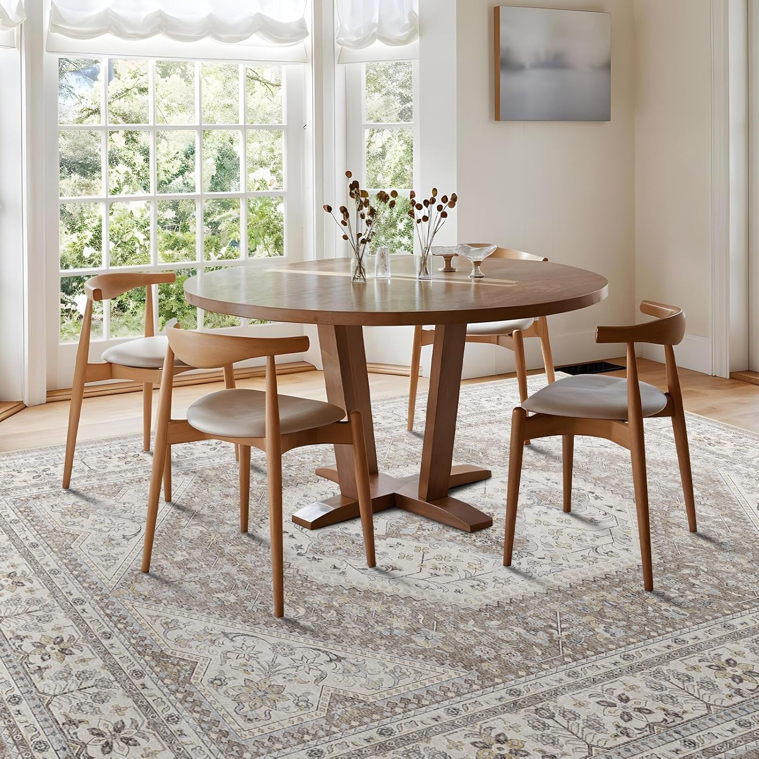 Washable 10x14 Area Rug for Living Room and Bedroom Decor