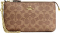 Coach Large Wristlet W Chain - Sleek Crossgrain Leather Wristlet