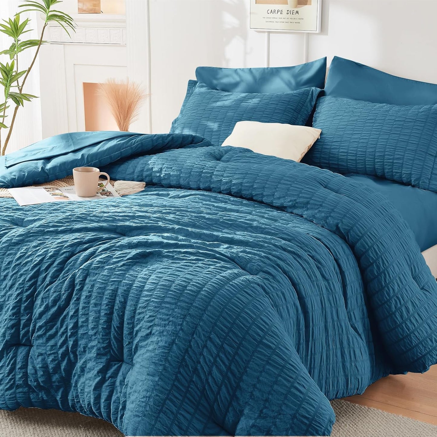 HYMOKEGE Teal Full Size Comforter Set for All Seasons Luxury