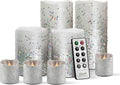 Silver Glitter LED Candles with Remote and Timer - Pack of 8