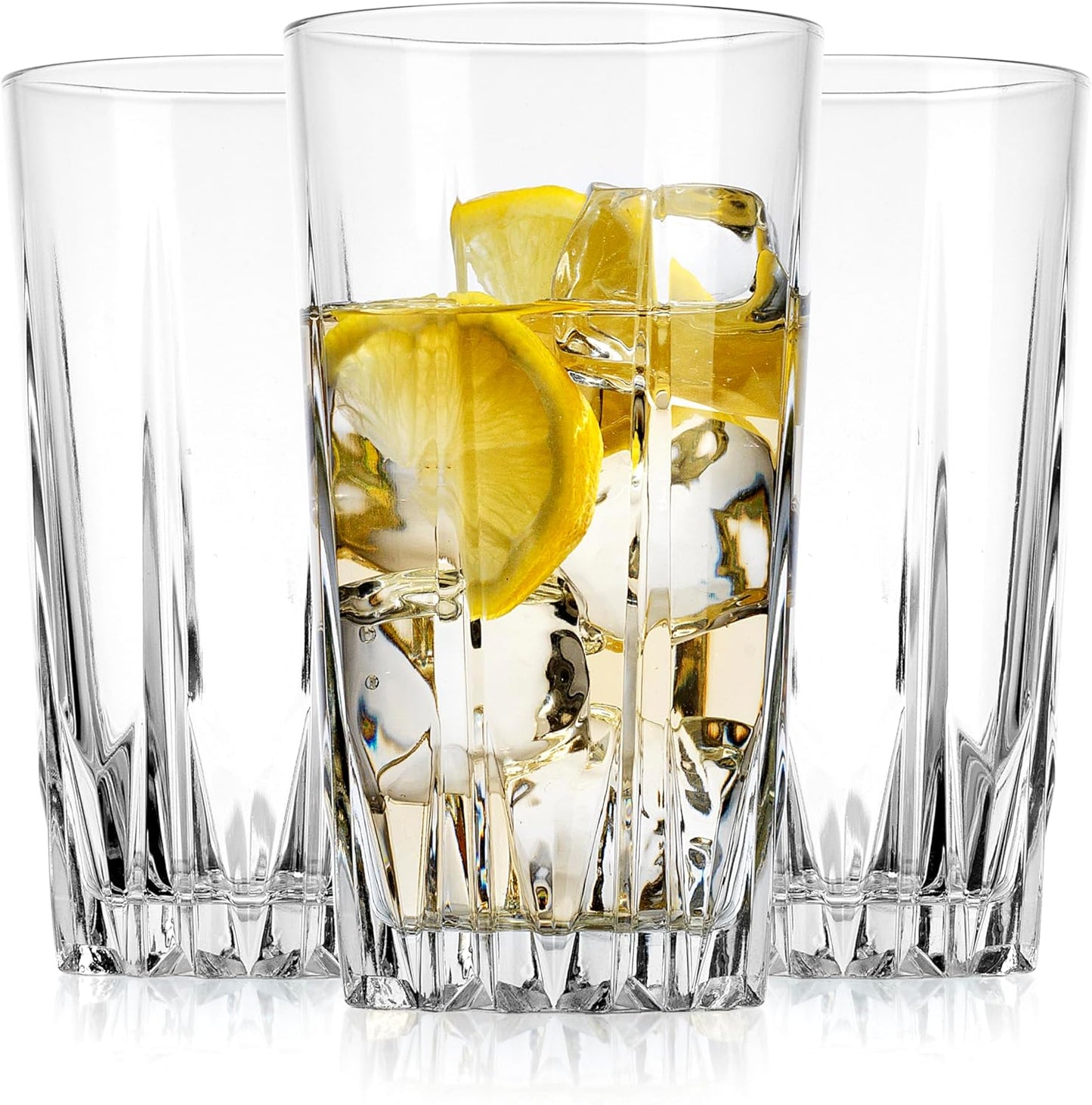 Glaver's 15 Oz Diamond Cut Highball Glasses Set