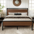 Walnut Queen Platform Bed Frame with Wooden Headboard - Sturdy 800 lb