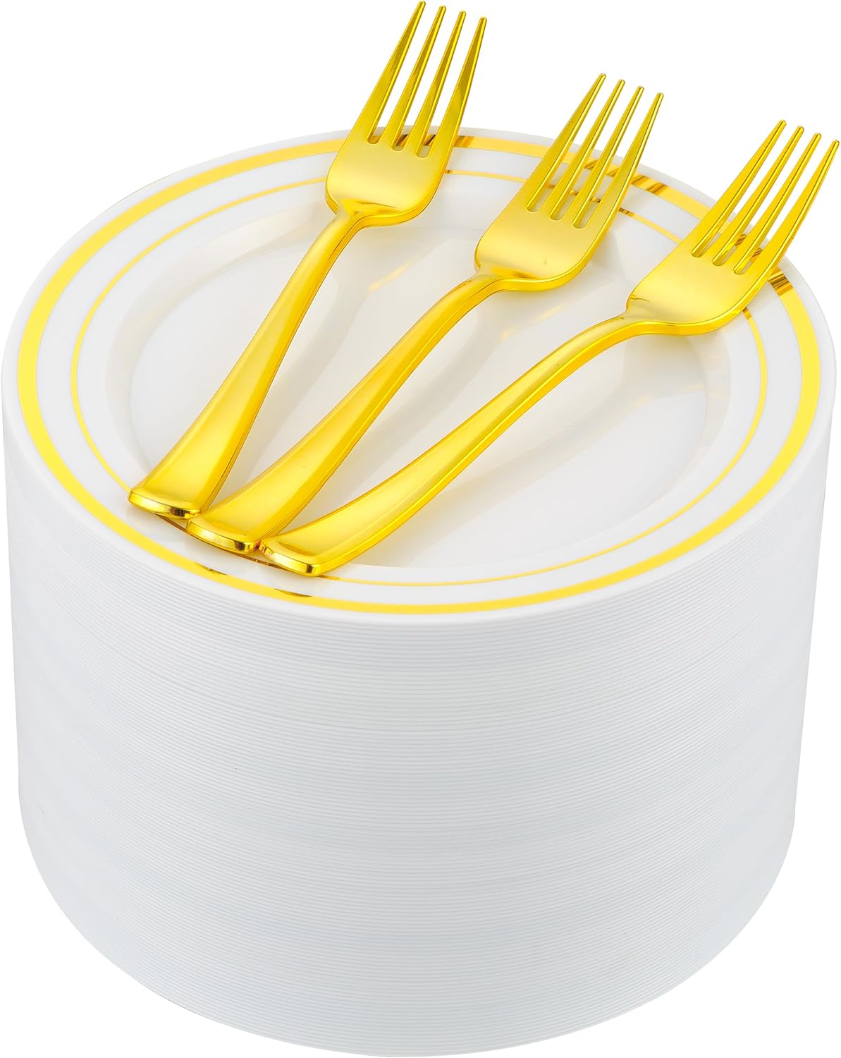 200pcs Gold Dessert Plates with Forks for Elegant Parties