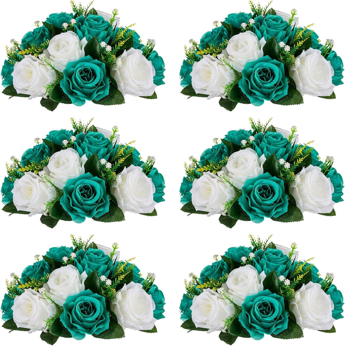 NUPTIO Flower Wedding Centrepieces - 6 Pcs Teal & White Balls