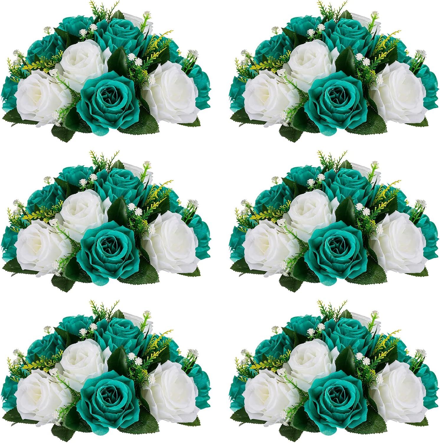 NUPTIO Flower Wedding Centrepieces - 6 Pcs Teal & White Balls