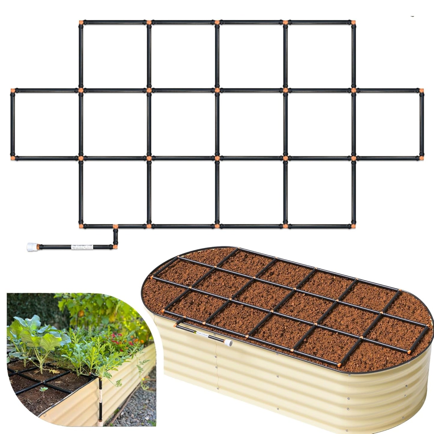 Garden Grid Watering System for Effortless Raised Bed Irrigation