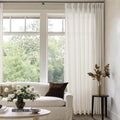 Sheer Linen Curtain 72x90 Pinch Pleat Drape - Semi Sheer Privacy
