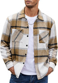 Men's Flannel Plaid Shirt Jacket - Warm Fleece Shacket, Long Sleeve
