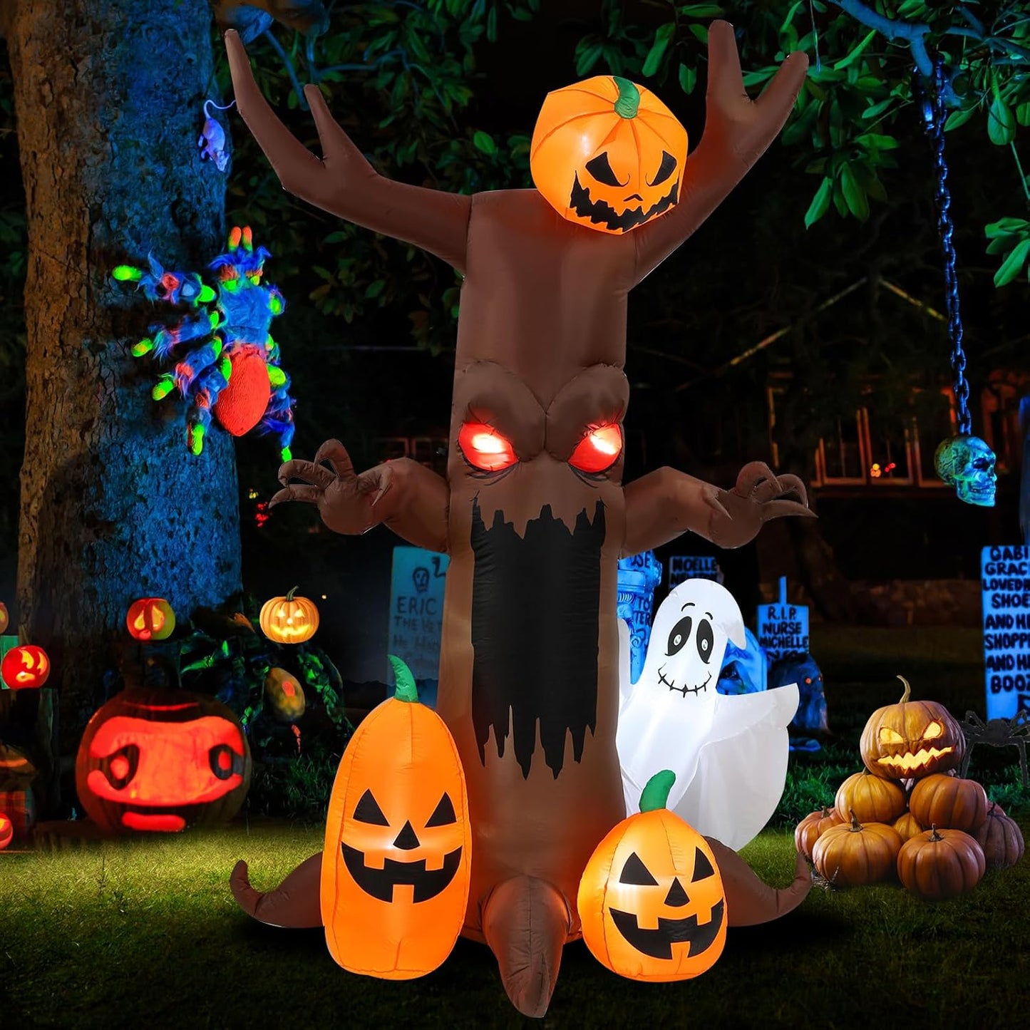 9ft Pumpkin Ghost Tree Halloween Inflatable Outdoor Decoration