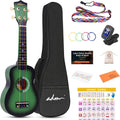 Ukulele for Beginners 21 in Soprano Starter Kit - Greenburst