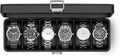 Vlando 6-Slot Watch Case with Glass Lid - Lockable Leather Box