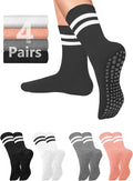 Pilates Grippy Socks for Women - Non Slip Crew Socks for Yoga