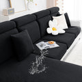 Black L Shape Chaise Lounge Couch Cushion Cover - Waterproof Stretch