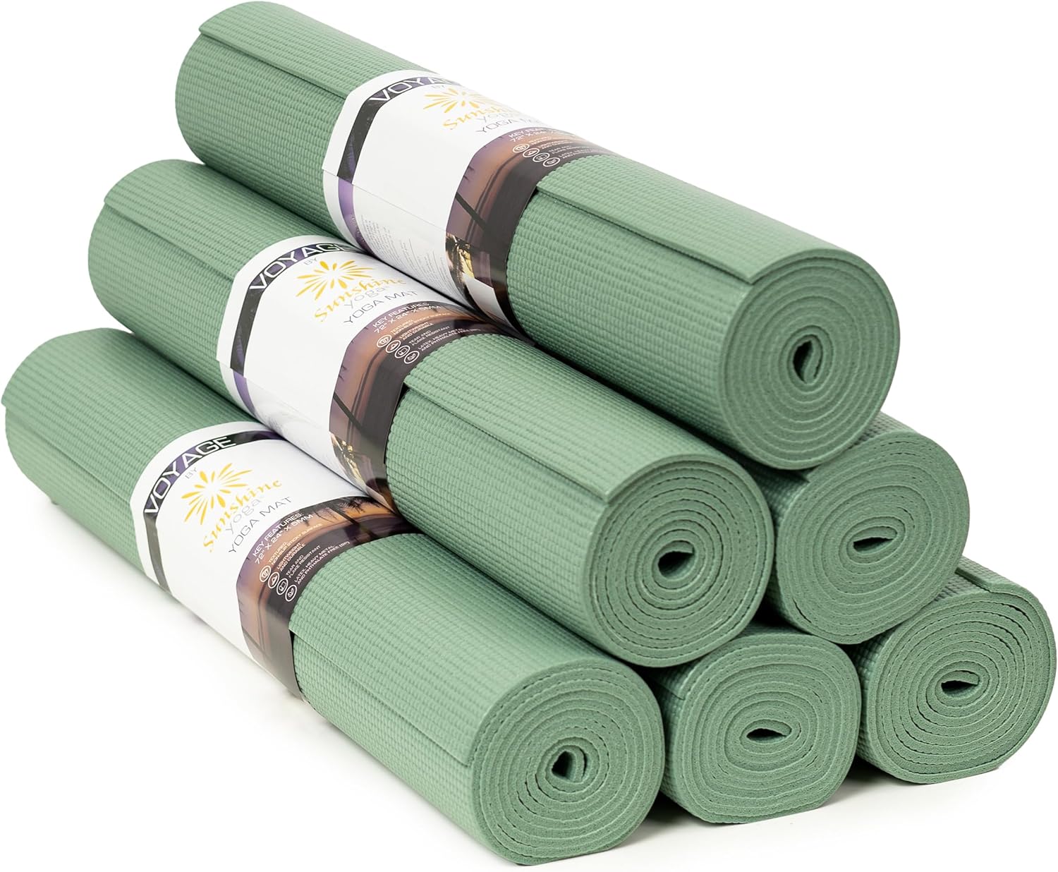 Sunshine Yoga Voyage Yoga Mat Set: 6 Durable Non-Slip Mats