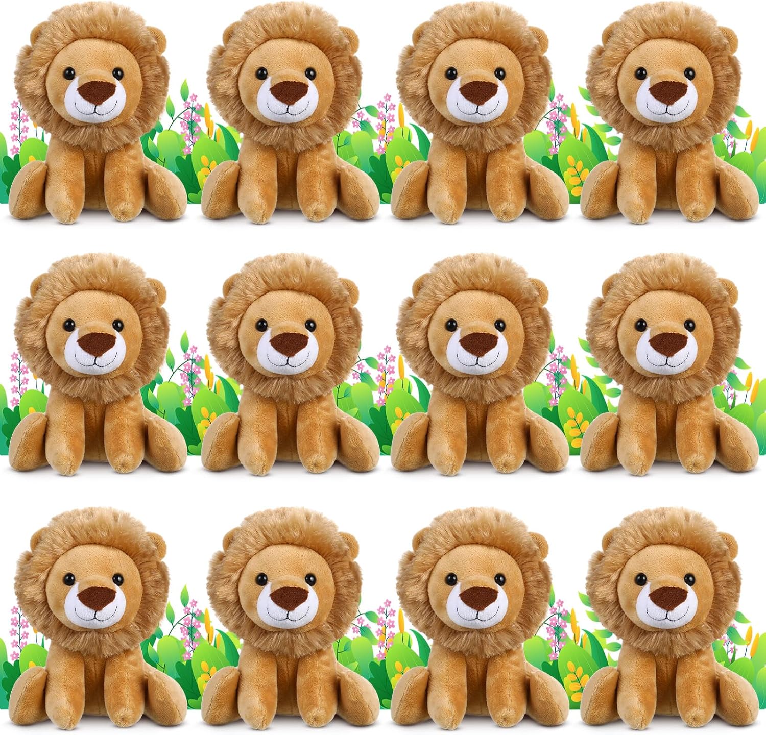 12 Pieces Lion Plush Set for Kids - Cuddly 6 Inch Stuffed Animals