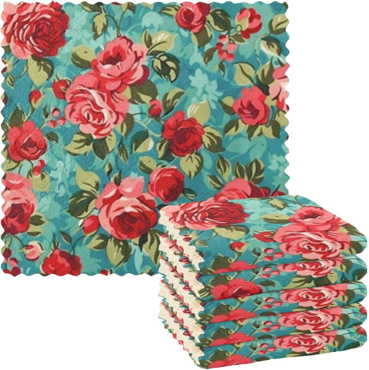 6 Pack Microfiber Dish Cloths - Absorbent & Reusable