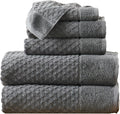 Grey Bath Towels 6 Piece Towel Set - Absorbent, Durable Dark Grey