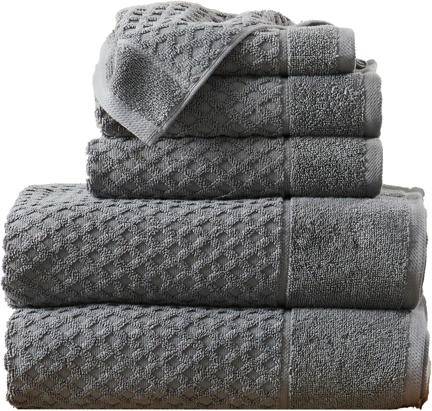 Grey Bath Towels Set - 100% Cotton, Absorbent & Quick-Dry