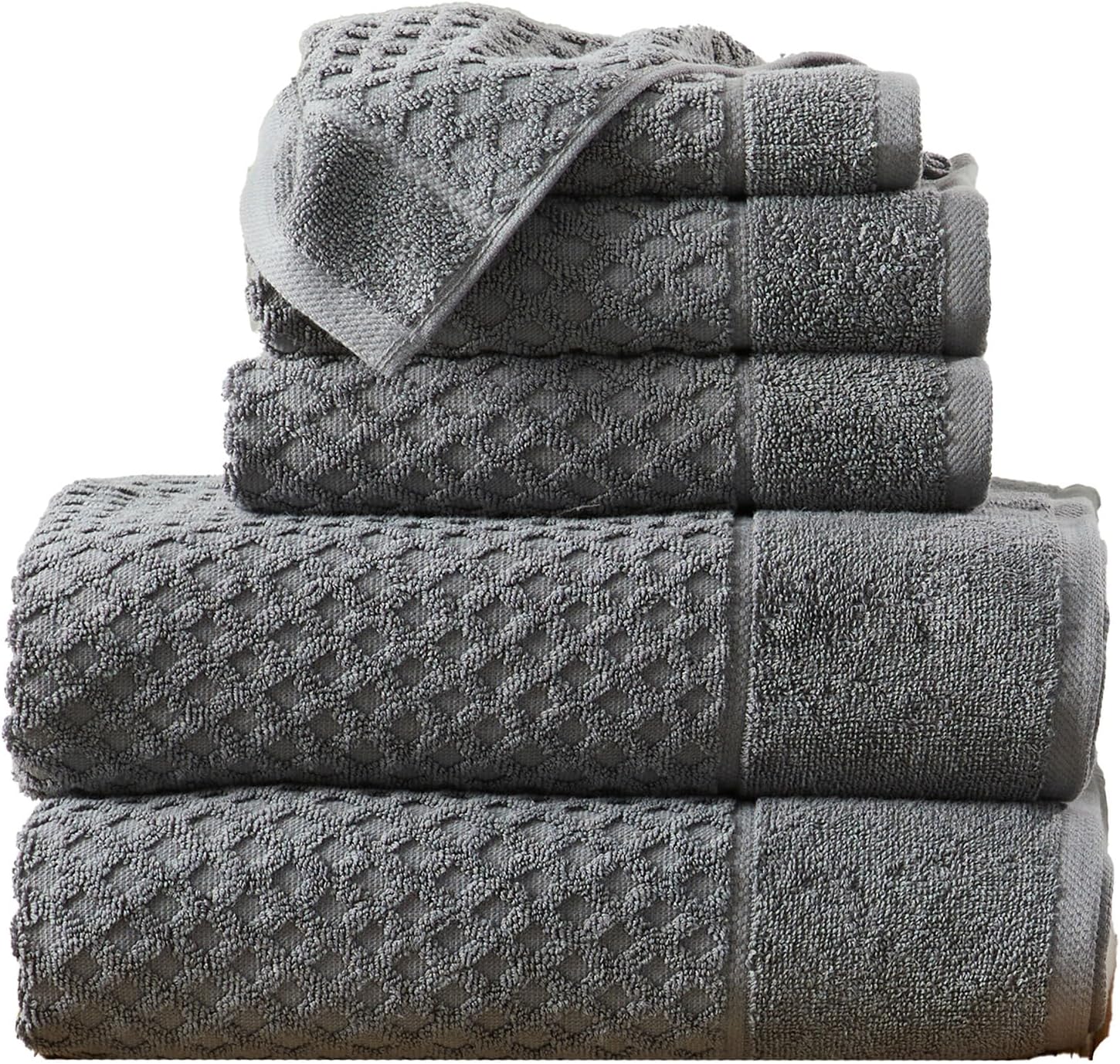 Grey Bath Towels Set - 100% Cotton, Absorbent & Quick-Dry