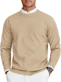 Mens Crew Neck Sweaters Long Sleeve Lightweight Knit Pullover Quality