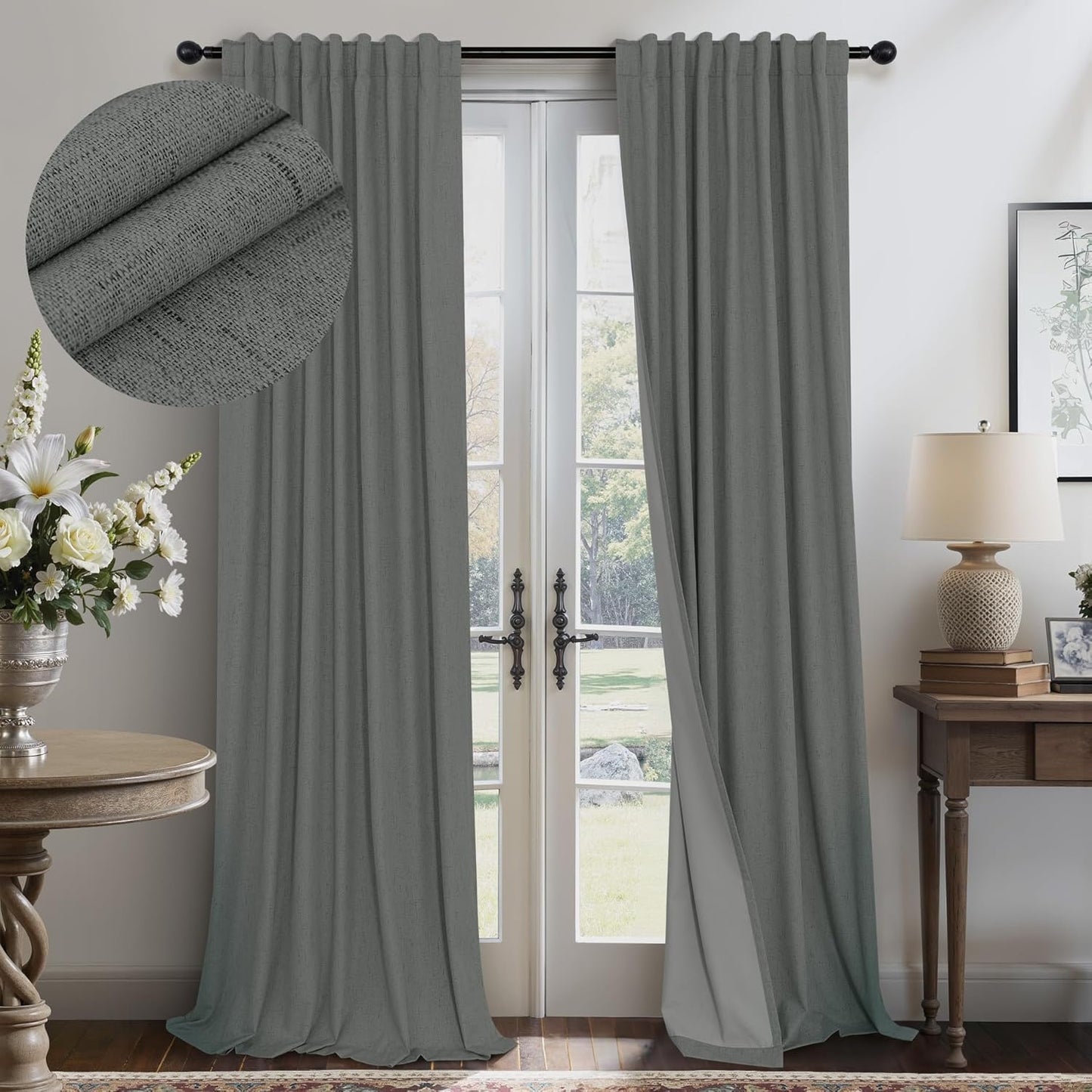 Grey Blackout Curtains for Bedroom 84 Inch Length by Pitalk