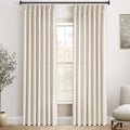 Beige Linen Curtains 132 in Length 2 Panels - Tailored Pinch Pleat